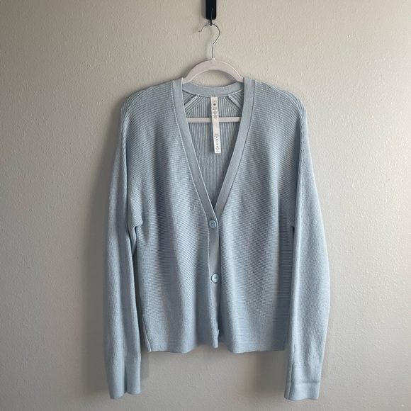 Lululemon Merino Wool- Blend Cradigan Powder Blue Color Size 10 - Picture 4 of 10
